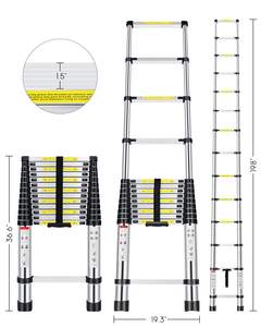 سلم ألومنيوم تلسكوبي 5 أمتار للاستخدام المنزلي أو المركبات الترفيهية، قابل للطي، سعة تحميل عالية، أداة عمل خارجية - Product Image 2