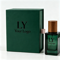 Boîte cadeau de luxe pour parfum avec logo personnalisé, tiroir coulissant, logo en relief doré, papier carton vert foncé, matériaux recyclés