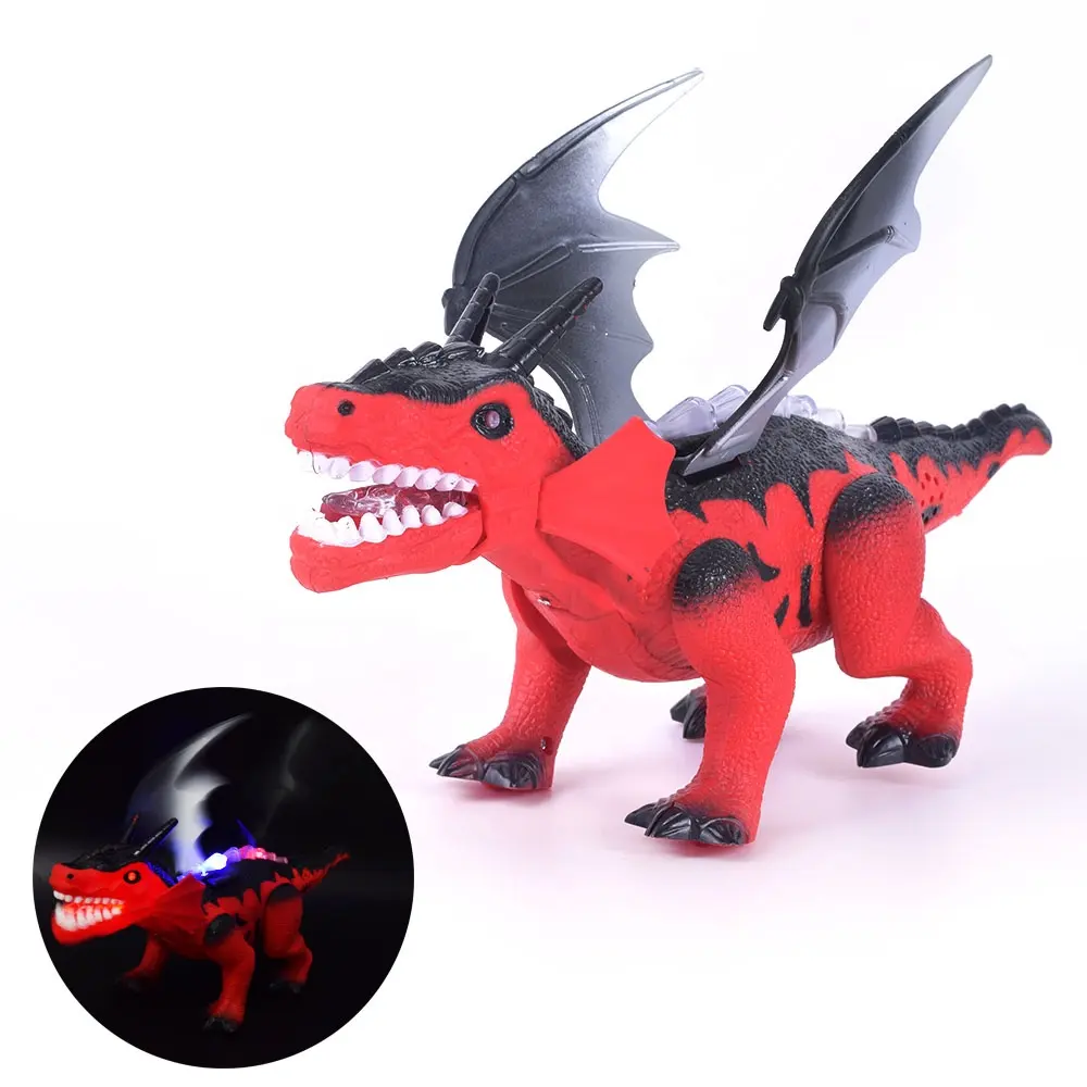 Fiery-modelo de dinosaurio eléctrico, juguete de dinosaurio que mueve alas con sonido y luces