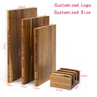 Creatieve boekvormige acacia houten snijplank set van 3 met standaard, decoratieve massief houten snijplank voor keuken cadeau