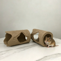 Terowongan Tempat Persembunyian Rumah Pohon Alami untuk Hamster, Gerbil, Tikus, Marmut, Tampilan Kayu, Tempat Berlindung Hewan Kecil