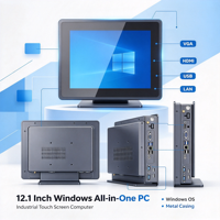 Ordinateur industriel sans ventilateur Bestview Win10/Linux OS, écran tactile intégré de 12,1 pouces, IP65, écran LCD capacitif frontal I3/I5/I7