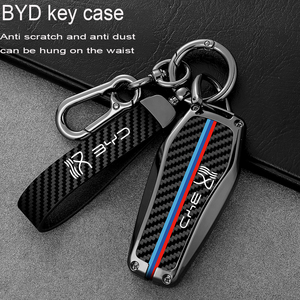 เคสกุญแจรถยนต์โลหะคาร์บอนไฟเบอร์สำหรับ BYD Tang EV600 Han EV Yuan PLUS ATTO 3 Song PLUS Pro MAX DMI MAX Qin อุปกรณ์ตกแต่งรถยนต์ - Product Image 2