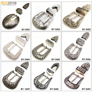 Ensemble de 3 boucles de ceinture de cowboy occidentales plaquées or de luxe, avec gravure florale en relief 3D, pour la fabrication artisanale de ceintures en cuir - Product Image 4