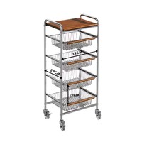 Carrito de Almacenamiento para Cocina, Estante con Ruedas, Estante Móvil de Acero al Carbono para Cocina, Baño, Organizador de Aperitivos