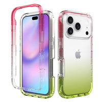 Coque de téléphone dégradée 2-en-1 en gros pour iPhone 14 15 16 Pro Max, protection intégrale aux couleurs contrastées, coque hybride anti-jaunissement