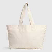 Grand sac fourre-tout en toile avec impression personnalisée du logo de la marque, sac de shopping en coton épais, sac de voyage et de plage écologique avec long ruban et fermeture éclair à lettres