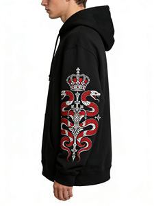 <span class=keywords><strong>Sudadera</strong></span> con Capucha Gótica con Serpiente y Corona - <span class=keywords><strong>Sudadera</strong></span> Negra de Moda Urbana con Estampado de Serpiente Real, Ropa Urbana Gótica de Lujo - Product Image 2