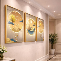 Peinture décorative murale LED de luxe minimaliste pour couloir et salon, art mural décoratif, peinture en porcelaine de cristal