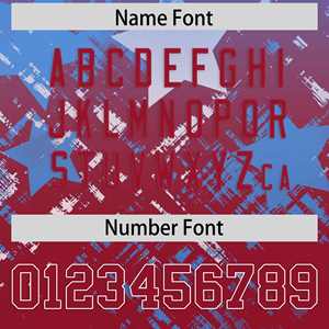 Camiseta de Fútbol Americano Personalizada con Estrella Degradada Azul Claro y Cardenal - Product Image 4