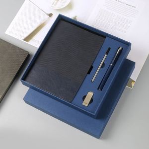 Ensemble cadeau de papeterie de luxe rechargeable A5 personnalisé X810-1, carnets USB, coffret cadeau en cuir pour entreprise, journal avec stylo - Product Image 2