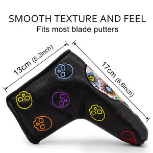 New Design Golf Blade Putter <b>Head</b> <b>Cover</b> Embroidery Skull Golf Headcover Putter Magnet Golf Putter <b>Cover</b> - Product Image 2