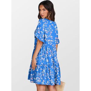 FOXA Women's Summer V Neck Floral Print A Line Mini <b>Dress</b> With Pockets Casual Breathable Woven Beach <b>Dress</b> - Product Image 3
