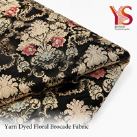 Tissu brocart floral teint en fil avec fil métallique pour robe et costume