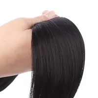 Extensions de cheveux queue de cheval droites avec postiche 100G, noir naturel, cheveux humains brésiliens Remy 100%, queue de cheval à cordon de serrage et clips