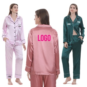 Ensemble de pyjamas en satin de soie à manches longues pour femmes, personnalisé avec logo, pour mariée, <span class=keywords><strong>demoiselle</strong></span> <span class=keywords><strong>d</strong></span>'<span class=keywords><strong>honneur</strong></span>, fête nuptiale, doux et lisse - Product Image 2