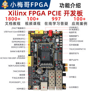 ชุดพัฒนา FPGA Xilinx Artix-7 พร้อม OV5640+จอสัมผัส+10bit ADC Combo XC7A35T/100T/200T หน่วยความจำ 1GB DDR3 QSPI Flash FPGA SOM W1056 - Product Image 6