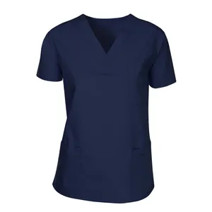 ドロップシッピングスクラブ看護ホットセールVネック臨床医療スクラブ半袖ユニフォーム医療スクラブセットのみシャツ