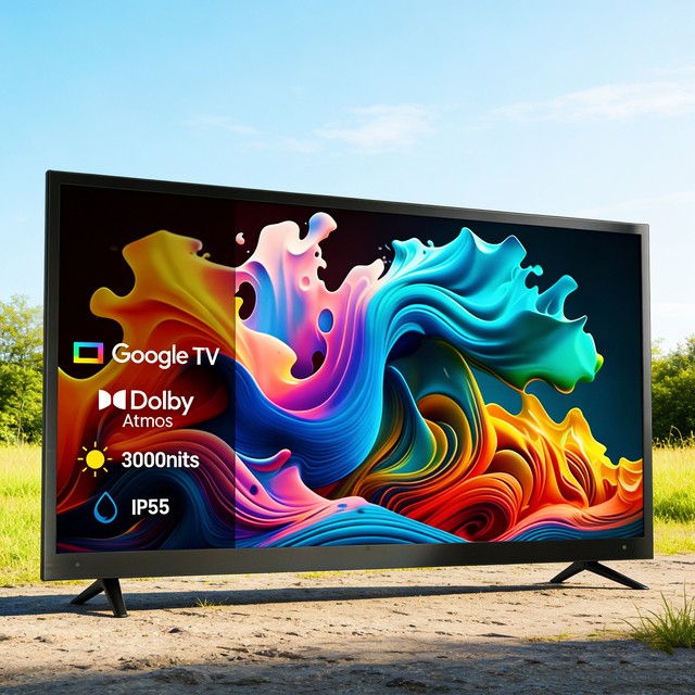 Commercial Outdoor Smart TV 4K UHD, Waterproof High Brightness 4000 Nits Sunlight Readable LCD Display