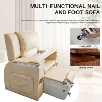 Chaise de pédicure spa moderne avec base en bois, pompe de vidange, plateau à ongles et repose-pieds pour service de soins des ongles