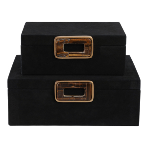 Scatole Decorative per Organizzazione con Coperchio, Set di Contenitori Moderni per Gioielli e Oggetti Preziosi, Finitura in Velluto Nero - Product Image 4