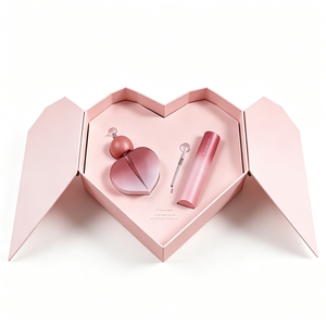 Caja de Regalo de Maquillaje de Lujo en Forma de Corazón Rosa con Doble Puerta, Empaque de Cartón Rígido para Cosméticos, Cuidado de la Piel y Set de Belleza - Product Image 1