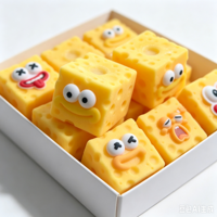 Jouet Squishy en forme de bloc de fromage avec visage amusant, jouet sensoriel anti-stress à presser, cadeau pour enfants, lot en boîte de présentation en gros