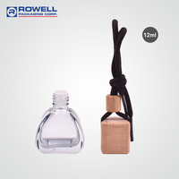 Mini flacon diffuseur de parfum vide en verre noir personnalisé pour voiture, 8 ml, avec couvercle en bois, pour désodorisant de voiture
