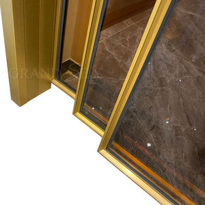 <span class=keywords><strong>Porte</strong></span> <span class=keywords><strong>coulissante</strong></span> moderne en verre et aluminium à trois rails automatiques dorée - Product Image 6