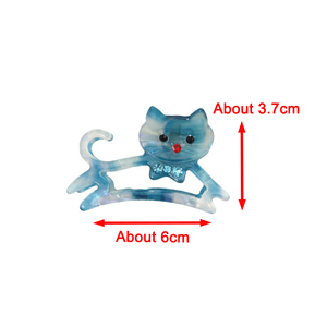 Fille 6cm acide acétique mignon cheveux griffes coeur mignon moyen mignon animal requin pince pour dame français diamant-inset chat acétate pince à cheveux - Product Image 6