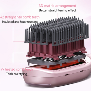 K.SKIN Ceramic Hair Straightener <b>Brush</b> with Plasma for Home Salon with Fast <b>Heating</b> Wide-Plate Hair Straightener Comb - Product Image 3