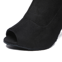 Chaussures de danse latine villosités en microfibre noire bottes hautes chaussures de danse salle de bal chaussures de danse latine africaine à talons hauts