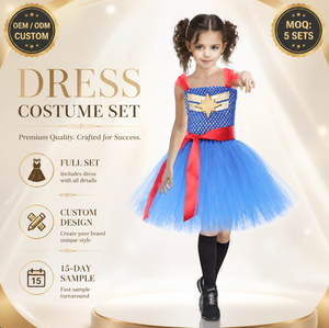 Ropa Infantil de Estilo Europeo y Americano, Nueva Ropa de Cosplay de Capitana <span class=keywords><strong>Marvel</strong></span> para Niños, Disfraces de Cosplay para Niñas - Product Image 1