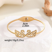 Bracelet jonc double cygne en acier titane plaqué or pour femme, anti-ternissement, avec fermoir à ressort, bijou de mode de luxe, cadeau d'anniversaire