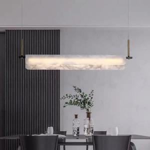 Lampada a Sospensione Lineare di Lusso in Alabastro dal Design Moderno e Minimalista Lampadario in Rame per Isola Bar Sala da Tè Sala da Pranzo Lampada da Soffitto - Product Image 1