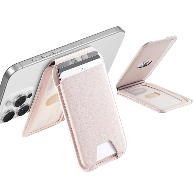 Fashion Saffiano Leather Magnetic Phone Wallet Card Case Slim RFID Mag Safe Business ID Credit Card Holder Purse for iPhone