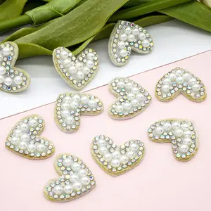 Zsy Love Pearl AB Diamond ติดพลอยเทียมร้อนสติกเกอร์ผ้ามุกน่ารักแผ่นติดเสื้อผ้าเครื่องประดับ