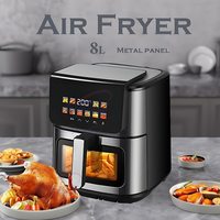 Friteuse à air numérique électrique 12-en-1 de 8 L avec écran couleur et fenêtre pour usage domestique