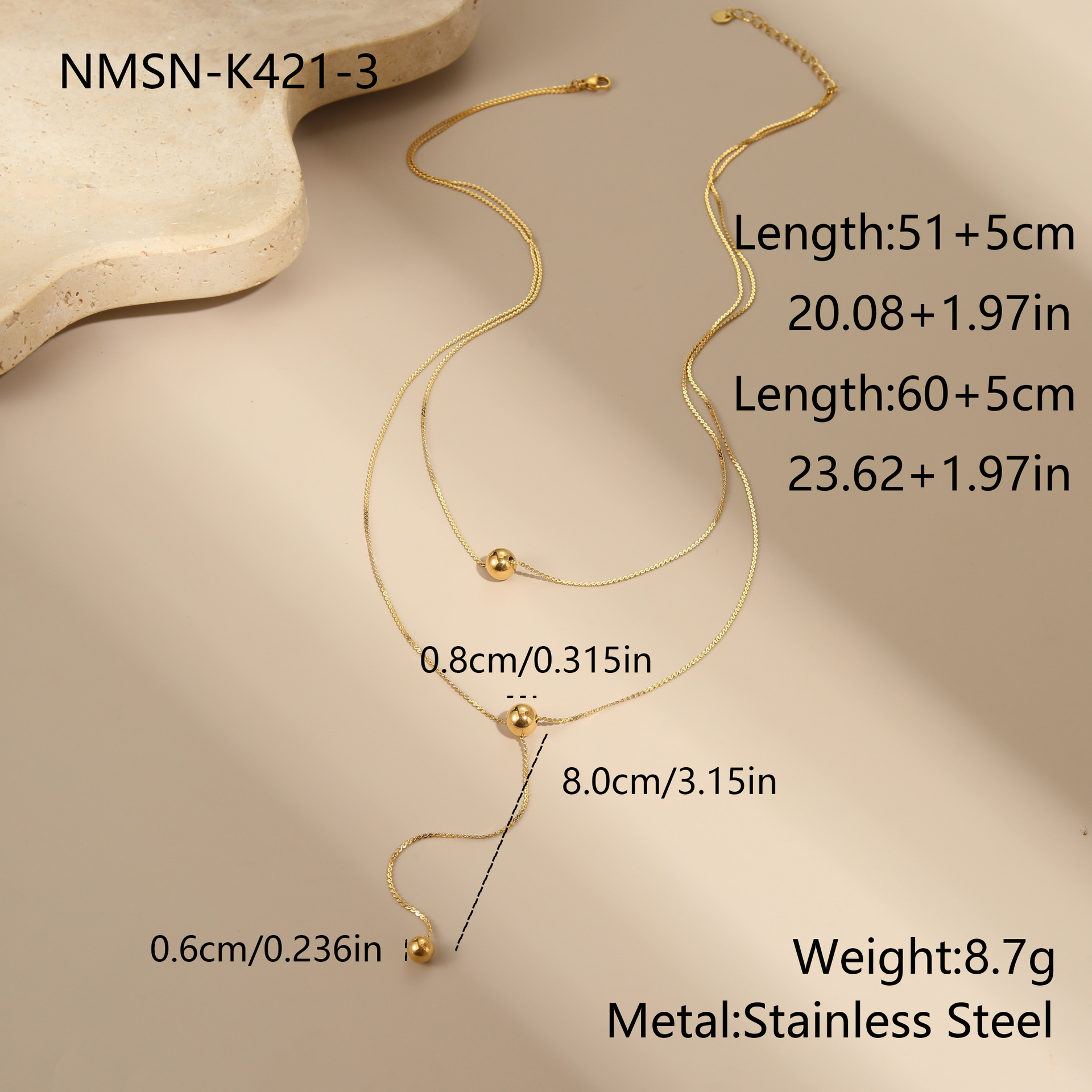 สร้อยคอทองคำสองชั้น Nmn-k421-3