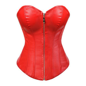 Haut corset gothique en cuir PU pour <span class=keywords><strong>femme</strong></span> avec fermeture éclair <span class=keywords><strong>Bustier</strong></span> court sexy en noir rouge amincissant Body Shaper pour Costumes Steampunk - Product Image 5