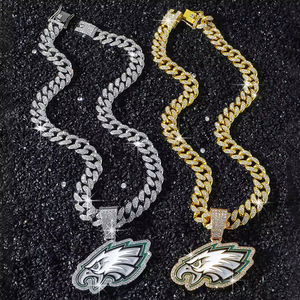 Collar con Colgante <span class=keywords><strong>de</strong></span> los Philadelphia Eagles <span class=keywords><strong>de</strong></span> la NFL, Superventas, para <span class=keywords><strong>Hombre</strong></span> y Mujer, Estilo Hip Hop, Cadena Cubana con Piedras <span class=keywords><strong>de</strong></span> Imitación - Product Image 1