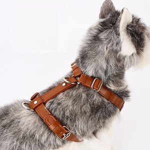 高品質ブランド調節可能な本革ペット猫子犬ハーネス高品質プルなし犬用ハーネスパッド付き小型犬用 - Product Image 4