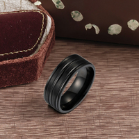 POYA Bague de mariage en acier au tungstène 8mm pour homme Design rainuré double face Accessoire à la mode