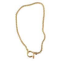 Collier unisexe de luxe léger sportif style Instagram européen, en acier inoxydable plaqué or 18 carats, avec chaîne maille vénitienne et fermoir mousqueton, bijoux