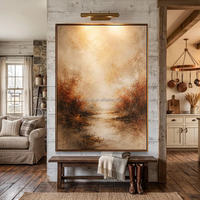 Peinture peinte à la main, style Wabi-sabi, peinture de paysage texturée, peinture décorative d'intérieur avec cadre pour art mural