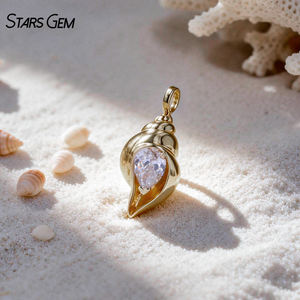 Collier pendentif StarsGem en or massif 14 carats avec diamant de laboratoire 0,6 ct taille poire couleur E, plaqué rhodium vintage, unisexe - Product Image 1