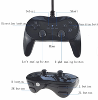 Manette filaire avec fonction de vibration compatible avec la manette classique Wii Pro Game Controller