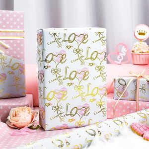 Wedding Wrapping <b>Paper</b> <b>Roll</b> 17 Inch X 33 Feet Gold Love Bow Print Gift <b>Wrap</b> For Bridal Shower Valentine's Day Birthday - Product Image 4