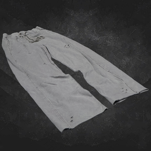Men's Gray Vintage Distressed Sweatpants <b>Drawstring</b> Cotton <b>Trousers</b> Heavyweight Casual Streetwear Pants - Product Image 6