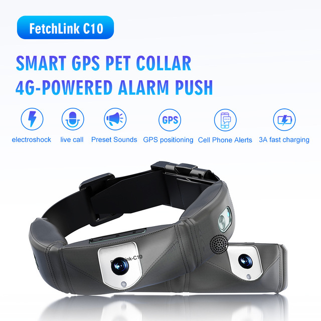 Custom Smart GPS Monitoring Pet Collar HD Camera Remote View Anti-lost Location IP67 Waterproof 5-Day Battery Life 3m Accuracy